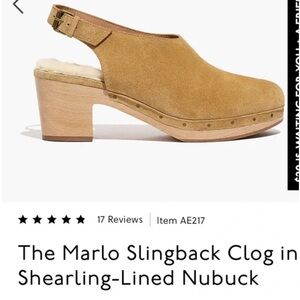 The Marlo Slingback Clog in Shearling-Lined Nubuck sz 9